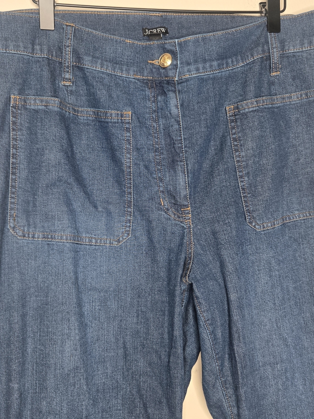 J.Crew Wide Leg Patch Pocket Jeans High Rise Denim Blue Spring 2025 - Picture 5 of 8